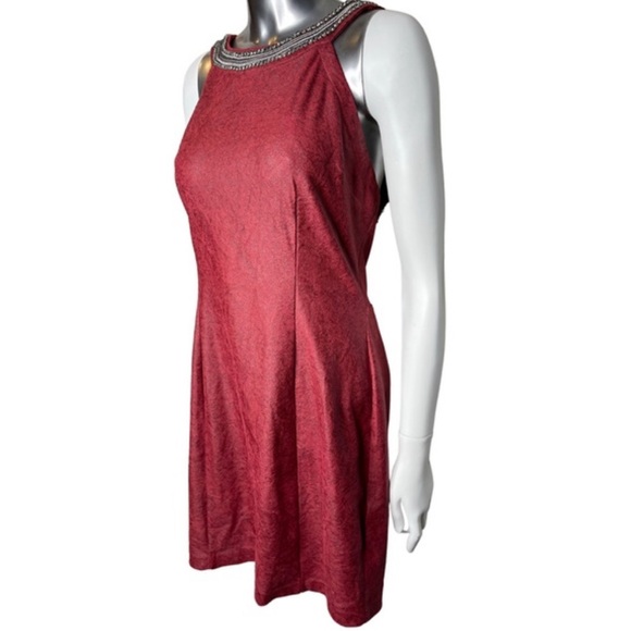 Guess Halter Red Mini Dress with Jewels and Mesh Back - Picture 12 of 12